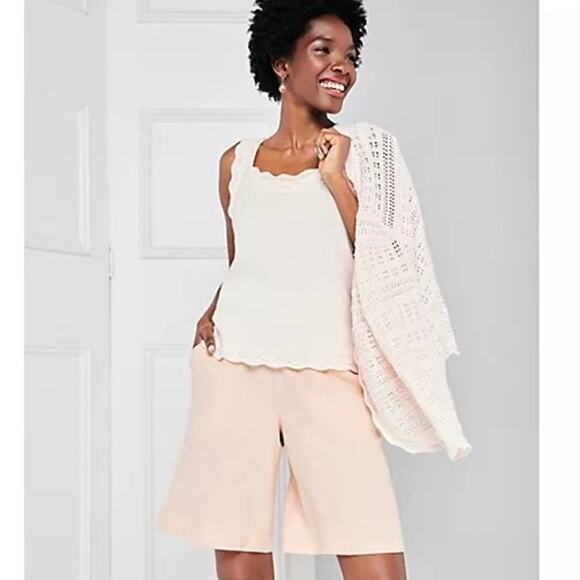 Isaac Mizrahi Live! Bridgehampton Linen Bermuda Shorts - Size 6, Pale Peach NWT - Picture 1 of 6